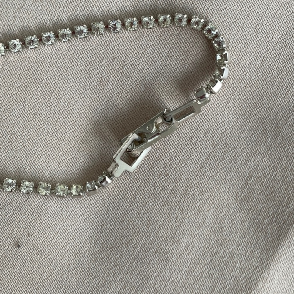 Delicate Silver coloured Rhinestone Bracelet / Small - Picture 3 of 8